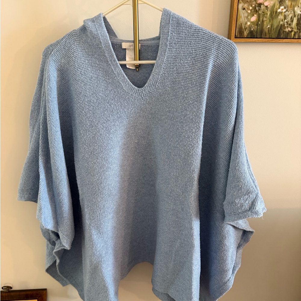 J. Jill Powder Blue V-Neck Knit Poncho Sweater